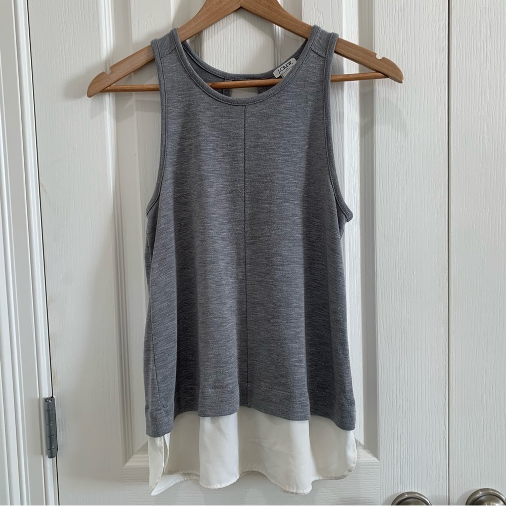 J. Crew Heathered Gray Mixed Media Layered Look Super Soft Tank XS